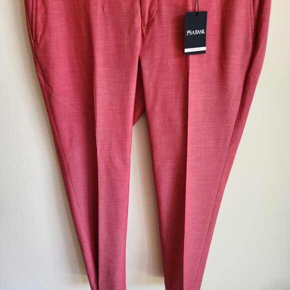 35x30 Rose Pink Pants New Jos A Bank Skinny Fit Pant Polyester Nwt Mens Magenta - Picture 10 of 17